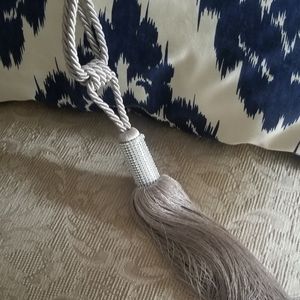 Gray Silver decorative tassel / curtain tieback 1 slender